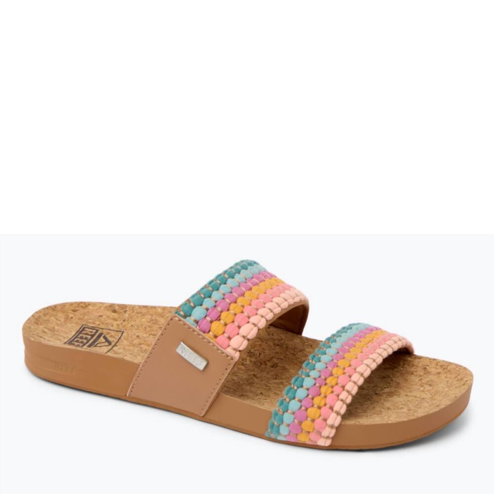NEW REEF women's cushion vista flat sandals in sherbet multi
